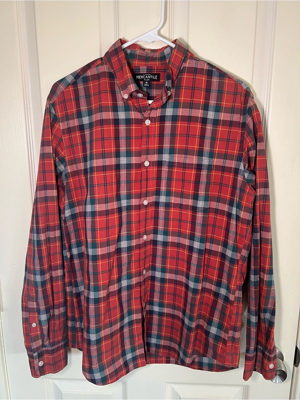 J.Crew Mercantile Flex Men’s Red Plaid Button Down Shirt Medium